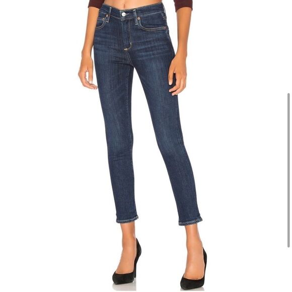 Agolde Sophie High Rise Skinny Crop Jean Dark Wash - Picture 1 of 11